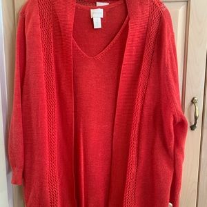 Red/Orange lightweight knit sweater set